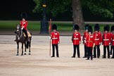 Trooping the Colour 2009: No. 1 Guard, 1st Battalion Irish Guardsm the Escort For the Colour. On the left the Major of the Parade, Major F A D L Roberts, Irish Guards..
Horse Guards Parade, Westminster,
London SW1,

United Kingdom,
on 13 June 2009 at 10:43, image #85