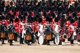 Trooping the Colour 2009: The Massed Bands, here Irish Guard Pipers and Drummers in front, during the Collection of the Colour..
Horse Guards Parade, Westminster,
London SW1,

United Kingdom,
on 13 June 2009 at 11:21, image #184