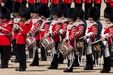 Trooping the Colour 2009: The Band of the Coldstrea Guards on on the left, and the Drummers of the Band of the Irish Guards, with their colourful drums, on the right..
Horse Guards Parade, Westminster,
London SW1,

United Kingdom,
on 13 June 2009 at 11:24, image #194