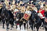 Trooping the Colour 2009: The Director of Music, Captain K Davies, is leading the the Mounted Bands of the Household Cavalry during the Ride Past. Next to him one of the two kettle drummers..
Horse Guards Parade, Westminster,
London SW1,

United Kingdom,
on 13 June 2009 at 11:53, image #226