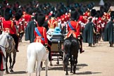 Trooping the Colour 2009: March Off - the ivory mounted phaeton with HM The Queen and HRH Prince Philip, The Duke of Edinburgh, leaving Horse Guards Parade, followed by the Royal Colonels..
Horse Guards Parade, Westminster,
London SW1,

United Kingdom,
on 13 June 2009 at 12:12, image #263