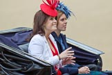 Trooping the Colour 2010: Princess Eugenie of York (in red, on the left), and her younger sister, Princess Beatrice of York, in their barouche on the way from Buckingham Palace to Horse Guards Building, where they are going to watch the parade from the General Major's office, the room that was once used by the Duke of Wellington as his office.

Their parents are Prince Andrew, Duke of York, the second son and third child of Queen Elizabeth II and Prince Philip, Duke of Edinburgh, and Sarah, Duchess of York (born Sarah Ferguson, commonly known as &quot;Fergie&quot;).

Prince Andrew, is sitting opposite to them and is out of sight in all my photos..
Horse Guards Parade, Westminster,
London SW1,
Greater London,
United Kingdom,
on 12 June 2010 at 10:50, image #39