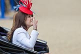 Trooping the Colour 2010: Princess Eugenie of York (in red, on the left), and her younger sister, Princess Beatrice of York, in their barouche on the way from Buckingham Palace to Horse Guards Building, where they are going to watch the parade from the General Major's office, the room that was once used by the Duke of Wellington as his office.

Their parents are Prince Andrew, Duke of York, the second son and third child of Queen Elizabeth II and Prince Philip, Duke of Edinburgh, and Sarah, Duchess of York (born Sarah Ferguson, commonly known as &quot;Fergie&quot;).

Prince Andrew, is sitting opposite to them and is out of sight in all my photos..
Horse Guards Parade, Westminster,
London SW1,
Greater London,
United Kingdom,
on 12 June 2010 at 10:50, image #40