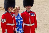 The Colonel's Review 2011: After the rehearsal - two guardsmen of the Welsh Guards, posing with a member of the public for a photo..
Horse Guards Parade, Westminster,
London SW1,

United Kingdom,
on 04 June 2011 at 12:21, image #314