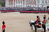 Trooping the Colour 2011: The Guards during the March Past. On the right of the photo, as Royal Colonels, HRH Princess Anne, The Princess Royal, and HRH Prince Edward, The Duke of Kent. On the saluting base HM The Queen and HRH Prince Philip, The Duke of Edinburgh..
Horse Guards Parade, Westminster,
London SW1,
Greater London,
United Kingdom,
on 11 June 2011 at 11:41, image #259