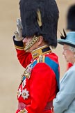 Trooping the Colour 2011: Close-up of HRH Prince Philip, The Duke of Edinburgh, saluting during the March Past..
Horse Guards Parade, Westminster,
London SW1,
Greater London,
United Kingdom,
on 11 June 2011 at 11:46, image #295