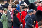 Trooping the Colour 2011: Chelsea Pensioners' (ex-servicemen and -women, in-pensioners living at the Royal Hospital Chelsea), in their scarlet coats and wearing their tricone hats, about to leave at the end of the parade..
Horse Guards Parade, Westminster,
London SW1,
Greater London,
United Kingdom,
on 11 June 2011 at 12:14, image #442