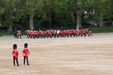 The Colonel's Review 2012: The Band of the Welsh Guards marching along the St James's Park side of Horse Guards Parade, led by Senior Drum Major M Betts, Grenadier Guards. In the foreground an Ensign and a Subaltern of No. 4 Guard, Nijmegen Company Grenadier Guards.
Horse Guards Parade, Westminster,
London SW1,

United Kingdom,
on 09 June 2012 at 10:10, image #16