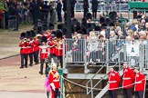 The Colonel's Review 2012: The Band of the Irish Guards on the way towards Horse Guards Parade, with their famous Irish Wolfhound mascot Conmael..
Horse Guards Parade, Westminster,
London SW1,

United Kingdom,
on 09 June 2012 at 10:21, image #42