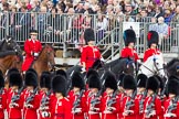 The Colonel's Review 2012: Colonel T C S Bonas, Welsh Guards, Lieutenant Colonel J B O’Gorman, Irish Guards, Major E M Crofton, Coldstream Guards, and two Grooms from the Royal Household..
Horse Guards Parade, Westminster,
London SW1,

United Kingdom,
on 09 June 2012 at 10:58, image #155