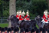 The Colonel's Review 2012: The Third and Fourth Division of the Souvereign's Escort (here the Life Guards) leave the Royal Procession to take up their positions at the St James's Park side of Horse Guards Parade..
Horse Guards Parade, Westminster,
London SW1,

United Kingdom,
on 09 June 2012 at 10:58, image #157