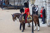 Trooping the Colour 2012: The Field Officer in Brigade Waiting, Lieutenant Colonel R C N Sergeant, Coldstream Guards, riding Burniston..
Horse Guards Parade, Westminster,
London SW1,

United Kingdom,
on 16 June 2012 at 10:37, image #96