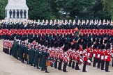 Trooping the Colour 2012: The Massed Bands Troop - drummers and pipers of the Band of the Irish Guards on the read of the bands..
Horse Guards Parade, Westminster,
London SW1,

United Kingdom,
on 16 June 2012 at 11:15, image #286