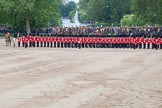 Trooping the Colour 2012: During the Massed Bands Troop: The lone drummer, on the left of No. 1 Guard, with the Major of the Parade next to him, is ready to play the Drummer's Call. In front of No. 1 Guard, with the white colour belt, the Ensign, Hugo Codrington..
Horse Guards Parade, Westminster,
London SW1,

United Kingdom,
on 16 June 2012 at 11:15, image #287