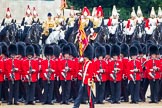 Trooping the Colour 2012: The Ensign, Second Lieutenant Hugo C Codrington, is trooping the Colour along No. 3 Guard, No. 7 Company, Coldstream Guards, whilst the Escort to the Colour, No. 1 Guard, is marching between the two lines of guardsmen..
Horse Guards Parade, Westminster,
London SW1,

United Kingdom,
on 16 June 2012 at 11:27, image #354