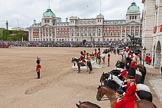 Trooping the Colour 2012: Horse Guards Parade whist the Colour is trooped. On the very right the window to the Major General's office. The spectators in front of the Ol Admirality Building are still standing. On the left of the image No. 6 Guard..
Horse Guards Parade, Westminster,
London SW1,

United Kingdom,
on 16 June 2012 at 11:28, image #357