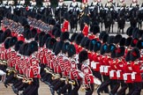 Trooping the Colour 2012: The Massed bands during the March Past. The bands are marching to the right, and the guards divisions, between the bands and the cavalry in this image, are marching to the left, surrounding Horse Guards Parade anti-clockwise..
Horse Guards Parade, Westminster,
London SW1,

United Kingdom,
on 16 June 2012 at 11:33, image #384