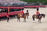 Trooping the Colour 2012: About to march past Her Majesty - the Field Officer, the Major of the Parade, the Ensign, carrying the Colour, and the guards divisions..
Horse Guards Parade, Westminster,
London SW1,

United Kingdom,
on 16 June 2012 at 11:35, image #408