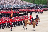 Trooping the Colour 2012: About to march past Her Majesty - the Major of the Parade, Major Mark Lewis, Welsh Guards, the Ensign, carrying the Colour, and the guards divisions..
Horse Guards Parade, Westminster,
London SW1,

United Kingdom,
on 16 June 2012 at 11:35, image #409