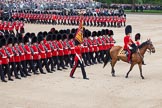 Trooping the Colour 2012: About to march past Her Majesty - the Major of the Parade, Major Mark Lewis, Welsh Guards, the Ensign, Second Lieutenant Hugo Codrington, carrying the Colour, and the guards divisions..
Horse Guards Parade, Westminster,
London SW1,

United Kingdom,
on 16 June 2012 at 11:36, image #411