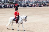 Trooping the Colour 2012: The Adjutant of the Parade, Captain F O B Wells, Coldstream Guards, following the last guards division during the March Past..
Horse Guards Parade, Westminster,
London SW1,

United Kingdom,
on 16 June 2012 at 11:39, image #443