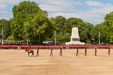 The Colonel's Review 2013: The eighteen officers are marching back towards their Guards, flanked by the Major and the Adjutant of the Parade..
Horse Guards Parade, Westminster,
London SW1,

United Kingdom,
on 08 June 2013 at 10:41, image #196