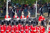 The Colonel's Review 2013: Brigade Major Household Division Lieutenant Colonel Simon Soskin, Grenadier Guards, followed by four Troopers of The Life Guards, leading the Royal Procession onto Horse Guards Parade..
Horse Guards Parade, Westminster,
London SW1,

United Kingdom,
on 08 June 2013 at 10:56, image #243