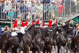 The Colonel's Review 2013: The Four Troopers of The Life Guards, following the Brigade Major at the head of the Royal Procession..
Horse Guards Parade, Westminster,
London SW1,

United Kingdom,
on 08 June 2013 at 10:56, image #249