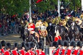 The Colonel's Review 2013: The Mounted Bands of the Household Cavalry are marching down Horse Guards Road as the third element of the Royal Procession..
Horse Guards Parade, Westminster,
London SW1,

United Kingdom,
on 08 June 2013 at 10:57, image #250