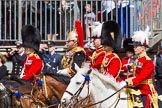 The Colonel's Review 2013: From left to right - Foot Guards Regimental Adjutant Lieutenant Colonel A W Foster, Silver-Stick-in-Waiting, Colonel S H Cowen, The Blues and Royals, 
Chief of Staff, Colonel R H W St G Bodington, Welsh Guards, Aide-de-Camp, Captain J J Hathaway-White, Grenadier Guards and The Major General Commanding the Household Division and General Officer Commanding London District, Major G P R Norton..
Horse Guards Parade, Westminster,
London SW1,

United Kingdom,
on 08 June 2013 at 11:01, image #307