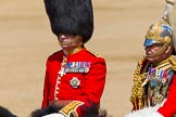 The Colonel's Review 2013: Colonel Coldstream Guards General Sir James Bucknall and Gold Stick in Waiting and Colonel Life Guards, Field Marshal the Lord Guthrie of Craigiebank, during the Inspection of the Line..
Horse Guards Parade, Westminster,
London SW1,

United Kingdom,
on 08 June 2013 at 11:02, image #321