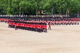 The Colonel's Review 2013: No. 1 Guard (Escort for the Colour),1st Battalion Welsh Guards is about to reveive the Colour. In front the Ensign, Second Lieutenant Joel Dinwiddle, and the Subaltern, Captain F O Lloyd-George. Behind No. 1 Guard the Regimental Sergeant Major, WO1 Martin Topps, Welsh Guards..
Horse Guards Parade, Westminster,
London SW1,

United Kingdom,
on 08 June 2013 at 11:17, image #491