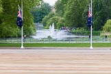 St James's Park and -Lake seen from Horse Guards Parade, almost empty on the early Saturday morning.