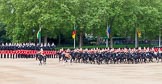 Major General's Review 2013: The Ride Past - the Mounted Bands of the Household Cavalry move, from the eastern side, onto Horse Guards Parade. The Director of Music of the Household Cavalry, Major Paul Wilman, The Life Guards followed by the kettle drummer from The Life Guards..
Horse Guards Parade, Westminster,
London SW1,

United Kingdom,
on 01 June 2013 at 11:50, image #578