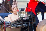 Trooping the Colour 2013: HRH The Countess of Wessex in the third barouche carriage on the way across Horse Guards Parade to watch the parade from the Major General's office..
Horse Guards Parade, Westminster,
London SW1,

United Kingdom,
on 15 June 2013 at 10:50, image #199