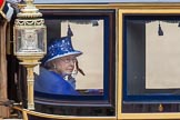 Trooping the Colour 2013: HM The Queen in the glass coach, leaving Horse Guards Parade..
Horse Guards Parade, Westminster,
London SW1,

United Kingdom,
on 15 June 2013 at 12:11, image #819