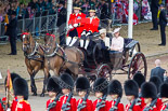 Trooping the Colour 2013: HRH The Duchess of Cornwall  and HRH The Duchess of Cambridge in the first barouche carriage on the way across Horse Guards Parade to watch the parade from the Major General's office. Image #182, 15 June 2013 10:49 Horse Guards Parade, London, UK