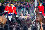 Trooping the Colour 2013: HRH The Earl of Wessex and HRH The Countess of Wessex in the third barouche carriage on the way across Horse Guards Parade to watch the parade from the Major General's office. Image #187, 15 June 2013 10:49 Horse Guards Parade, London, UK