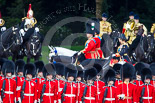 Trooping the Colour 2013: The Royal Colonels during the Inspection of the Line - HRH The Duke of Cambridge, Colonel Irish Guards, HRH The Prince of Wales, Colonel Welsh Guards, and HRH The Princess Royal, Colonel The Blues and Royals (Royal Horse Guards and 1st Dragoons). Image #347, 15 June 2013 11:05 Horse Guards Parade, London, UK