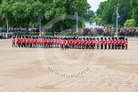 Trooping the Colour 2013: No. 1 Guard (Escort for the Colour),1st Battalion Welsh Guards is moving forward to receive the Colour. Image #436, 15 June 2013 11:17 Horse Guards Parade, London, UK