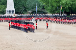 Trooping the Colour 2013: No. 1 Guard (Escort for the Colour),1st Battalion Welsh Guards is about to reveive the Colour. In front the Ensign, Second Lieutenant Joel Dinwiddle, and the Subaltern, Captain F O Lloyd-George. Behind No. 1 Guard the Regimental Sergeant Major, WO1 Martin Topps, Welsh Guards. Image #445, 15 June 2013 11:18 Horse Guards Parade, London, UK