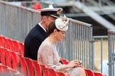 Royal Navy Officer with his wife before Trooping the Colour 2018, The Queen's Birthday Parade at Horse Guards Parade, Westminster, London, 9 June 2018, 09:09.