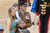 Army officer with wife and son before Trooping the Colour 2018, The Queen's Birthday Parade at Horse Guards Parade, Westminster, London, 9 June 2018, 09:19.