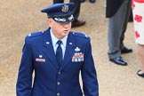 US Air Force Colonel Matthew G. Pollock, Commander of the 100th Maintenance Group, RAF Mildenhall, at Trooping the Colour 2018, The Queen's Birthday Parade at Horse Guards Parade, Westminster, London, 9 June 2018, 09:26.