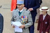 Colonel Armel Dirou, Chef de Corps, Commandant du 4ème régiment, French Army, at Trooping the Colour 2018, The Queen's Birthday Parade at Horse Guards Parade, Westminster, London, 9 June 2018, 09:59.