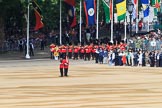 The Band of the Grenadier Guards arriving at Horse Guards Parade before Trooping the Colour 2018, The Queen's Birthday Parade at Horse Guards Parade, Westminster, London, 9 June 2018, 10:24.