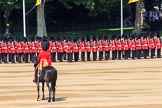 The Parade Major, Major OJ Biggs is greeting the troops during Trooping the Colour 2018, The Queen's Birthday Parade at Horse Guards Parade, Westminster, London, 9 June 2018, 10:39.